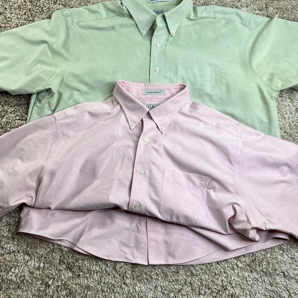 L.L. Bean Men's Casual Button-Down Shirts 2 in Pink and Green